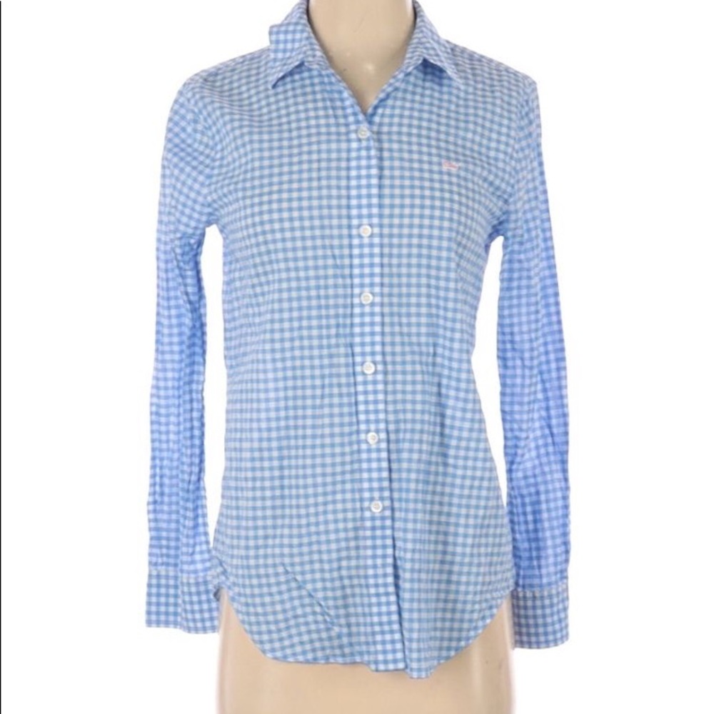 Vineyard Vines Ladies Blue Gingham Button Down